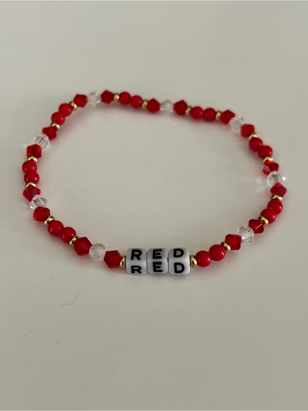 Red Beaded 'RED' Stretch Bracelet